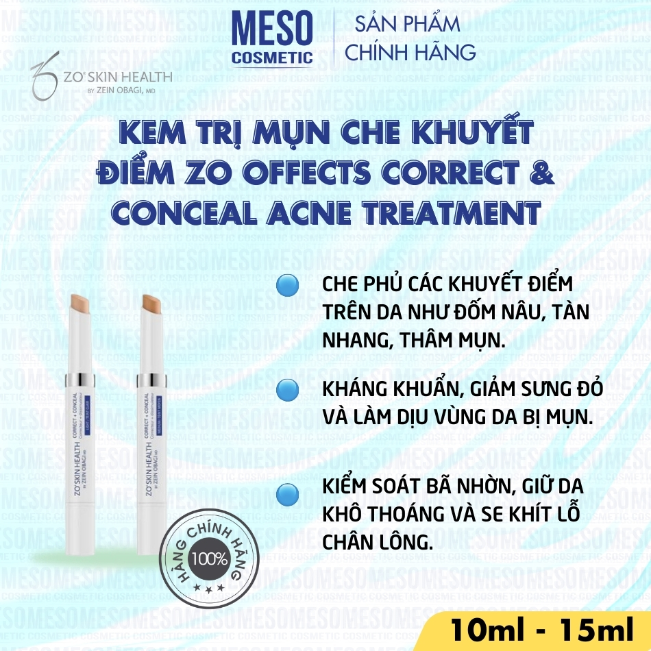 Kem trị mụn che khuyết điểm Zo Offects Correct & Conceal Acne Treatment